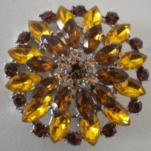 Vintage 60s Brown & Amber Color RS Brooch